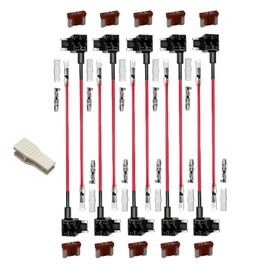 10 Pack Low Profile Mini Add-a-Circuit 16AWG Fuse Tap Kit – Automotive Piggy Back Fuse Holders with Wire Harness for Car, Truck, SUV, Caravan Ozchillon (10, 7.5AMP)