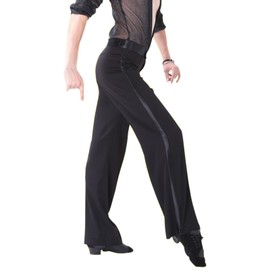 ZUCKY Men's Latin Dance Pants Modern Square Dance Trousers Perfect for Jazz Rumba Tango Salsa (US, Waist, 34, Regular, Black)
