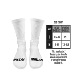 3 Pairs Nxtrnd Crew Socks for Men & Boys, Padded Basketball & Football Socks (White, S/M)