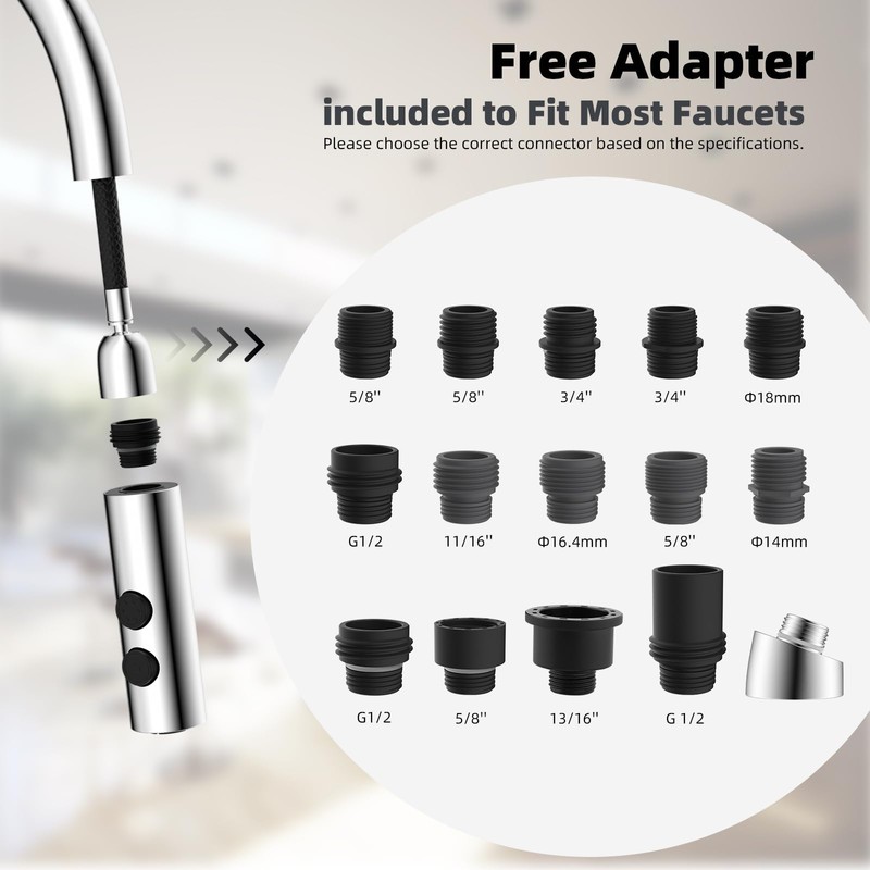 Hibbent Metal Pull Down Kitchen Faucet Head Replacement with 15