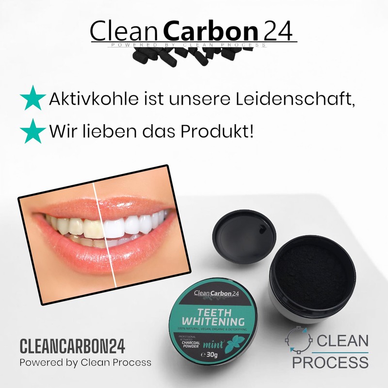 CleanCarbon24 Activated Carbon Teeth Whitening Powder Lemon, 100% Natural, Vegan,