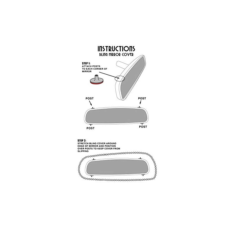 Bling Chrome Faceted Rear View Mirror Cover (with New self