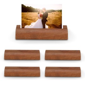Pack of 5 Wooden Card Holders, Menu Card Holder, Place Card Holder Wood for Table Top, Picture Holder, Photo Stand, Table Number Plates, Wedding Place Card Holder, Rectangular Holder, 10 x 3 x 2 cm