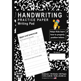 Handwriting Practice Paper Writing Pad: School Marble Black - Kids Primary Journal Writing Tablet Notebook - For Learning Upper & Lowercase Alphabet ABC's - For Home & School [Classic]