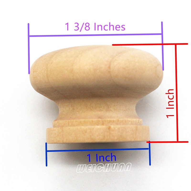 WEICHUAN 30-Pack Unfinished Solid Wood Knobs Pulls Handles - Round
