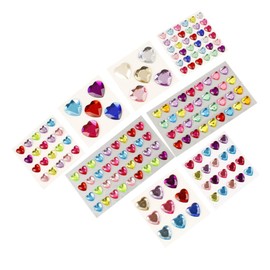 TEHAUX 8sheets Acrylic Rhinestone Heart Stickers Love-Heart Shaped Rhinestones for Nail Art DIY