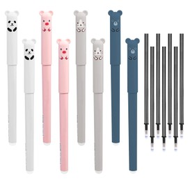 Ailvor Ailvor Radierbarer Kugelschreiber, 8 Stück Tintenroller Radierbar mit 20 Nachfüllungen, Cartoon Löschbarer Stift, 0.35mm Erasable Pen Set für Studenten Geschenk, Schul Bürobedarf(Schwarz)