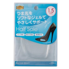 Mr Minit Washable Gel Half Sole, Women's, Toes, Anti-Slip Front, Size Adjustment, Thickness, 5 Types, clear