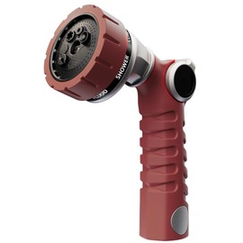 RESTMO Heavy Duty Hose Nozzle, Metal Garden Water Hose Sprayer with 7 Watering Patterns, Thumb Control, On Off Valve, High Pressure Nozzle Sprayer for Watering Plants, Car and Pet Washing, Red