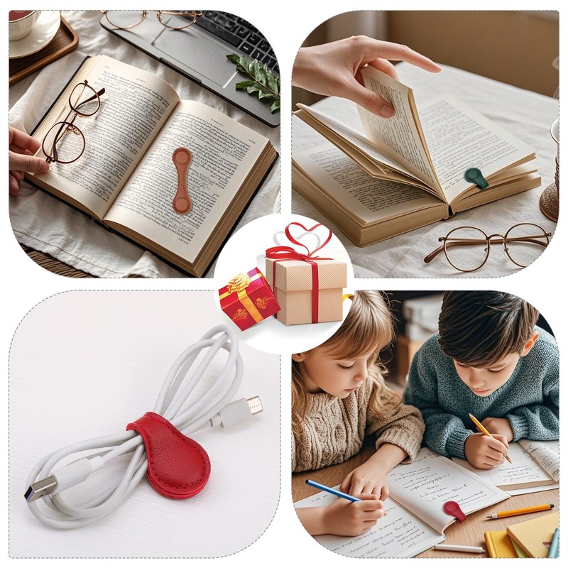 2PCS Magnetic Bookmarks, Leather Magnetic Bookmarks for Women Men, Double-Sided