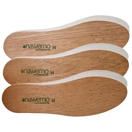 Nawemo Pack of 3 / 3 Pairs of Cedar Wood Soles for Men, Antibacterial Cedar Wood Insoles Against Sweat Feet, Foot Odour, Athlete's Foot and Nail Fungus, Thin Insoles, Brown, Size 42 EU