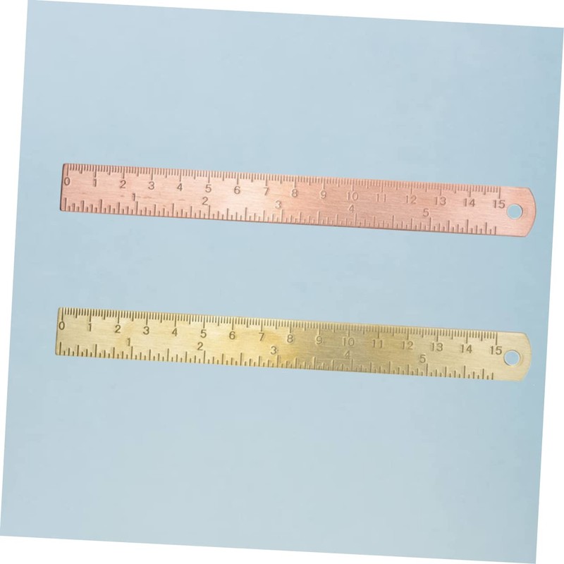 STOBOK 2pcs Vintage Brass Ruler Double Scale Straight Rulers Brass