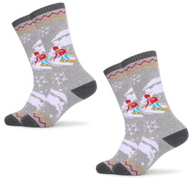 AX Ski Socks, Set of 2, Snowboard Socks, For Kids, Juniors, Thick, Pile Knitting, Cold Protection, Breathable, gray