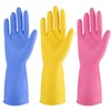 IUCGE Rubber cleaning gloves multicolor 3 Pairs for Household,Reuseable dishwashing