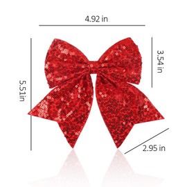 Red Glitter Hair Bow Clips for Women Girls Large Sequin Cheer Bows Red Bowknot Hair Clip 7 Inch Cheerleader Bows for Hair Accessories for Women Girls Cheerleading Hair Bows with Alligator Clips