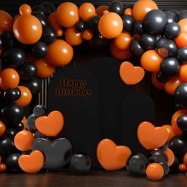 Babenest Black Wedding Arch Cover Set of 3, Spandex Fitted Arch Backdrop Cover for Photo, Round Top Chiara Stand Cover for Party Birthday Baby Shower Background Decoration（5FT/6.6FT/7.2FT）