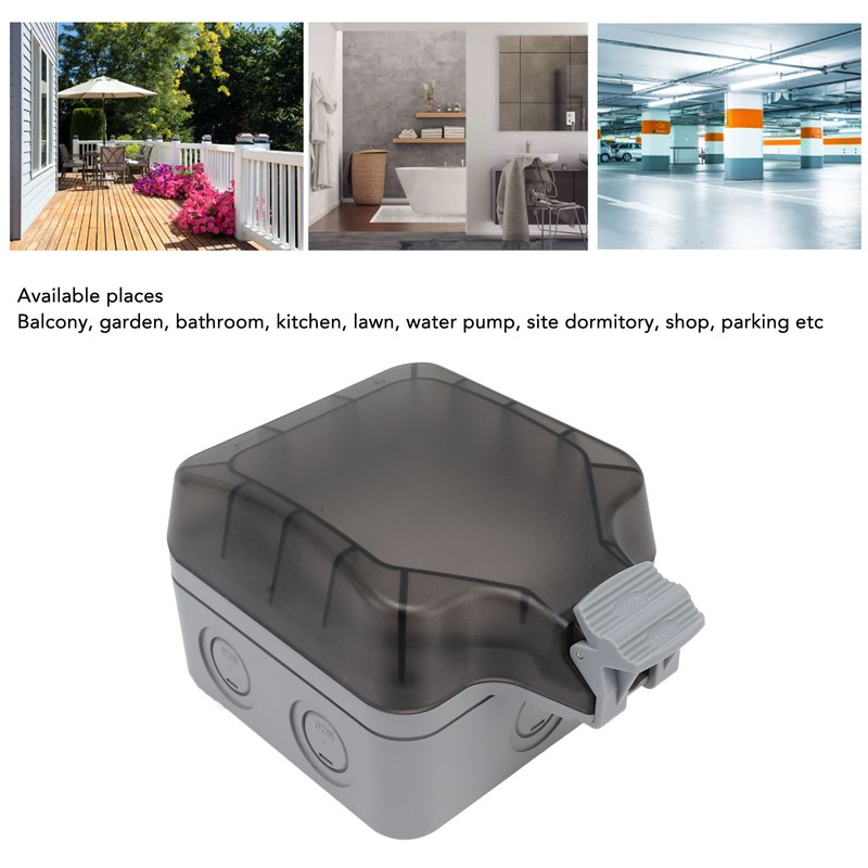 IP66 Outdoor Waterproof Switch Socket Box Surface Mounted Splashproof Dustproof