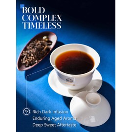 CO-OP 1950 Ripe Pu Erh Tea Loose Leaf, 150g, Premium Yunnan Whole Loose Large-Leaf Fermented Pu-erh, Smooth, Mellow & Rich, Pure Pine Smoke Aroma, No Additives, 20 Empty Teabags Included