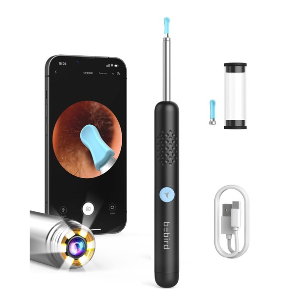BEBIRD Ear Wax Removal Tool: R1 Upgraded Ear Cleaner with Camera and Light, Wireless WiFi Otoscope with 1080P HD Cam & 6 LED Chips Light, Ear Canal Inspection Tool, Earwax Cleaning Kits