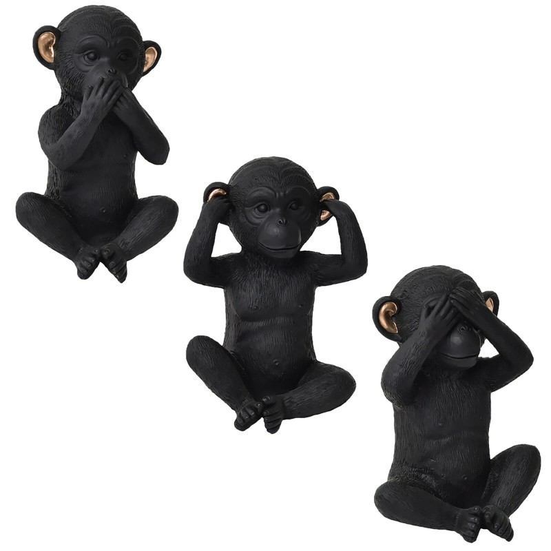 Evideco 3 Wise Monkeys Speak Hear See No Evil Statuettes