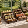 YestBuy 2-Set Stackable Wood Display Risers, 8 Pcs Wood Cupcake