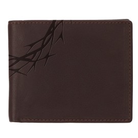 Christian Art Gifts Premium Genuine Full Grain Leather Inspirational Wallet for Men: Amazing Grace Crown of Thorns Theme, RFID Protection, Pockets, Card & ID Slots, Brown