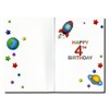 Age 4 Boy 4th Birthday Card - Blue & Red