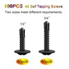 weideer 100pcs #8 Self Tapping Screws for matal,410 Stainless Steel