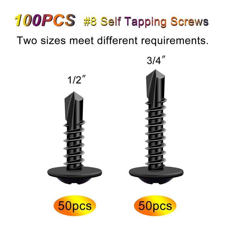 weideer 100pcs #8 Self Tapping Screws for matal,410 Stainless Steel