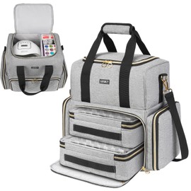 LEFOR·Z Nail Polish Organizer Holds 80 Bottles and a Lamp,Nail Polish Carrying Case with 2 Removable Bags,Nail Organizers and Storage for Nail Tech,Portable Nail Polish Holder for Nail Supplies,Grey