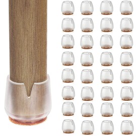 CHBKT 32PCS Stuhl-Bein-Kappen, Möbel-Tabellen-Abdeckungen, passend für runde Beine 17-21mm, Anti-Kratzer-Fuß-Auflagen, rutschfeste Filz-Auflagen, runder Silikon-Holz-Boden-Schutz-Satz