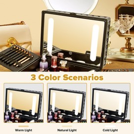 Portable LED Makeup Case with Lockable Storage, Travel-Friendly Cosmetic Organizer