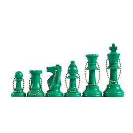 WE Games Bulk Keychain Chess Set, 17 Green Plastic Chess Pieces w/Chain, Key Ring, Cute Keychain Accessories, Keychain for Men, Car Keys Keychain