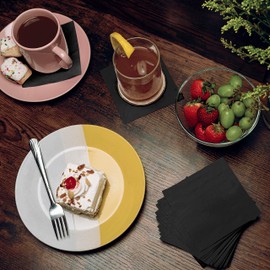 Pinnacle Supply 500 Pack Cocktail Napkins Paper - Quality 3-Ply Black Beverage Napkins - Restaurant, Event, Bar Napkins - Perfect Size Dessert Napkins - Party Napkins Bulk - Elegant Wedding Napkins Disposable