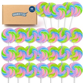 Mermaid Unicorn Swirl Lollipops, Individually Wrapped Birthday Party Favor Candy, 48 Suckers