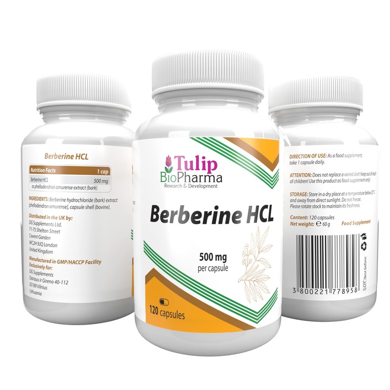 Berberine HCL 500 mg 120 Capsules, Laboratory Tested, High Dosage,