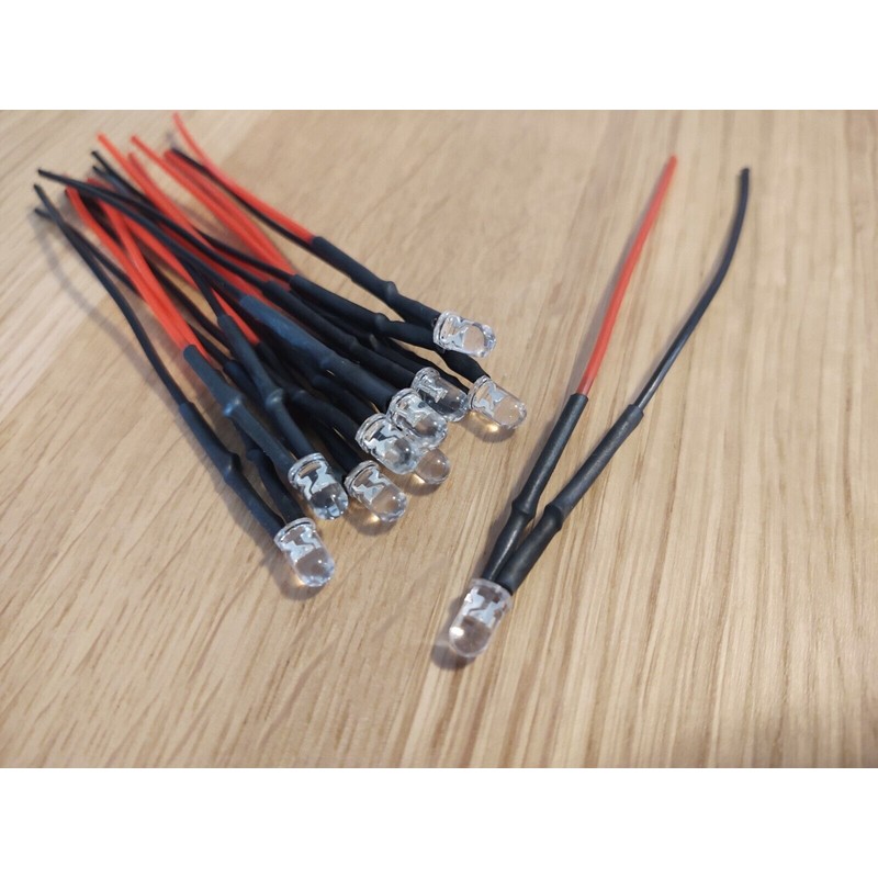 USA-LEDs 5pcs Pre-Wired 5mm BLUE LEDs! 3VDC! 5 Super Bright