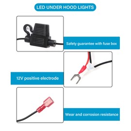 YAKEFLY 12V Waterproof Car Hood Work Inspection Lights,Under Hood LED Light Kit,Car LED Lights Bars Engine Inspection Strip Lamp with Automatic On/Off, Universal Underhood Light
