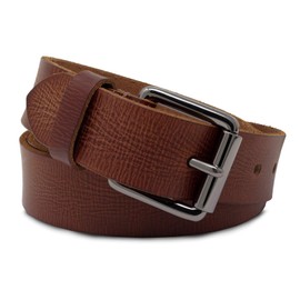 Royalz Men’s Full Grain Leather Belt with Thorn Buckle, Vintage Style, Robust 4 mm Buffalo Leather, 38 mm - cognac brown, size: 125