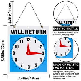 LNQ LUNIQI 1Pcs Double- Sided Come in/Open/Will Return Sign with Clock Hands, Open and Closed Door Sign with Lanyard Door Pendant for Business Store Office Bars Retail Salon Shop
