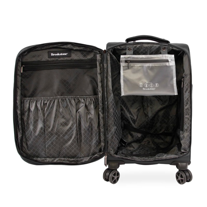 Brookstone Luggage Harbor Spinner Suitcase, Dark Charcoal, Carry-On