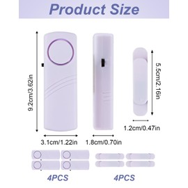 4 Pack Door and Window Alarms for Home Security, Wireless Door Alarm Sensor Kit for Kids Safety Door Sensor Alarm, Loud 120dB Magnetic Window Alarms for Security in Home, Office, Dorm, Garage