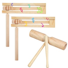 3 Pack Wooden Ratchet Double Knocker Wooden Sound Maker for Sports Events Crackmaker Ratchet for Sports Events Game Parties Kids Games