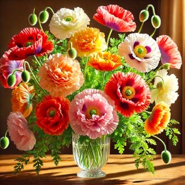 Seeds Multicolor Double Poppy Mix 1000+ Seeds for Planting Terry Poppies Annual Flower