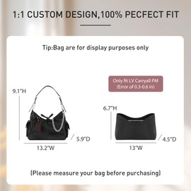 Doxo Purse Organizer Compatible with LV CarryAll Cargo Vibe PM, Upgraded Lightweight Zipper Bag Insert with 9 Compartments, Custom Fit Inside Handbag Divider Shaper Accessories（Black,PM）