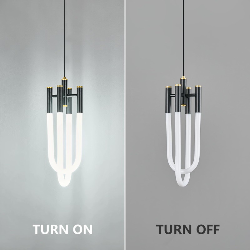 BNHHLZ Modern Black LED Pendant Light Fixture U-Shaped Adjustable 2