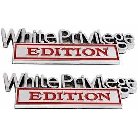 CDD 2 Pack White Privilege Edition Emblems Car Badge Replacement for F-150 F250 F350 Silverado 1500 2500 3500 (Chrome/Red) White Red Lei-WhitePrivilege Lei-WhitePrivilege