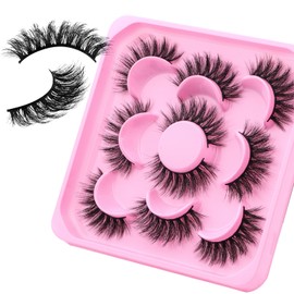 False Eyelashes Natural Look Black Cat Eye Lashes Comfortable Fake Lashes with Thin Band Wear, Pack 5 Pairs, LZE25 FADLASH