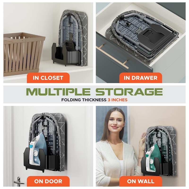 XABITAT Table Top Ironing Board with Wall Mount, D-Crease, Portable