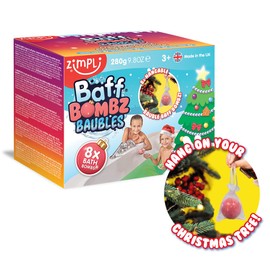 Zimpli Kids 8 x Bauble Bath Bombs from, Christmas Tree Decorations, Xmas Gifts for Children, Stocking Fillers, Bath Fizzers, Bath Fizzers, Christmas Toys, Organic & Vegan Friendly, Non-Toxic